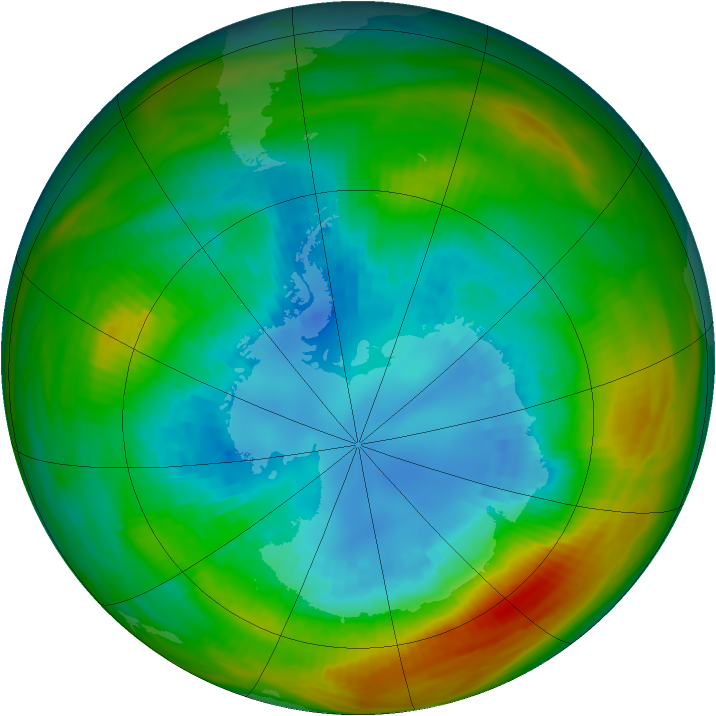 Antarctic ozone map for 29 August 1983